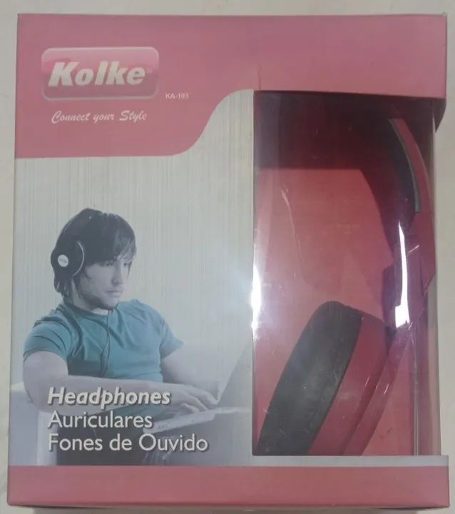 Headfone Fone Kolke Vermelho/Branco/Preto KA-103 50MM - Foto 2
