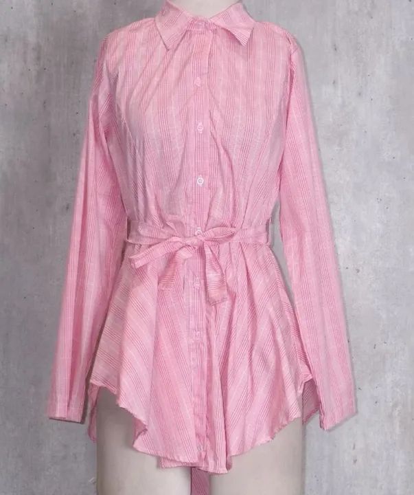 Chemise curta com laço manga longa - Foto 2