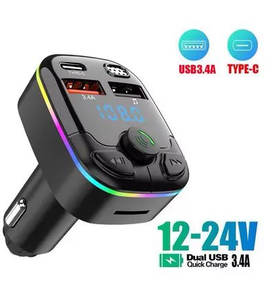 Carregador Adaptador Bluetooth Transmissor FM automotivo, Tipo-C, Dual USB, Mp3 z1188 - Foto 3