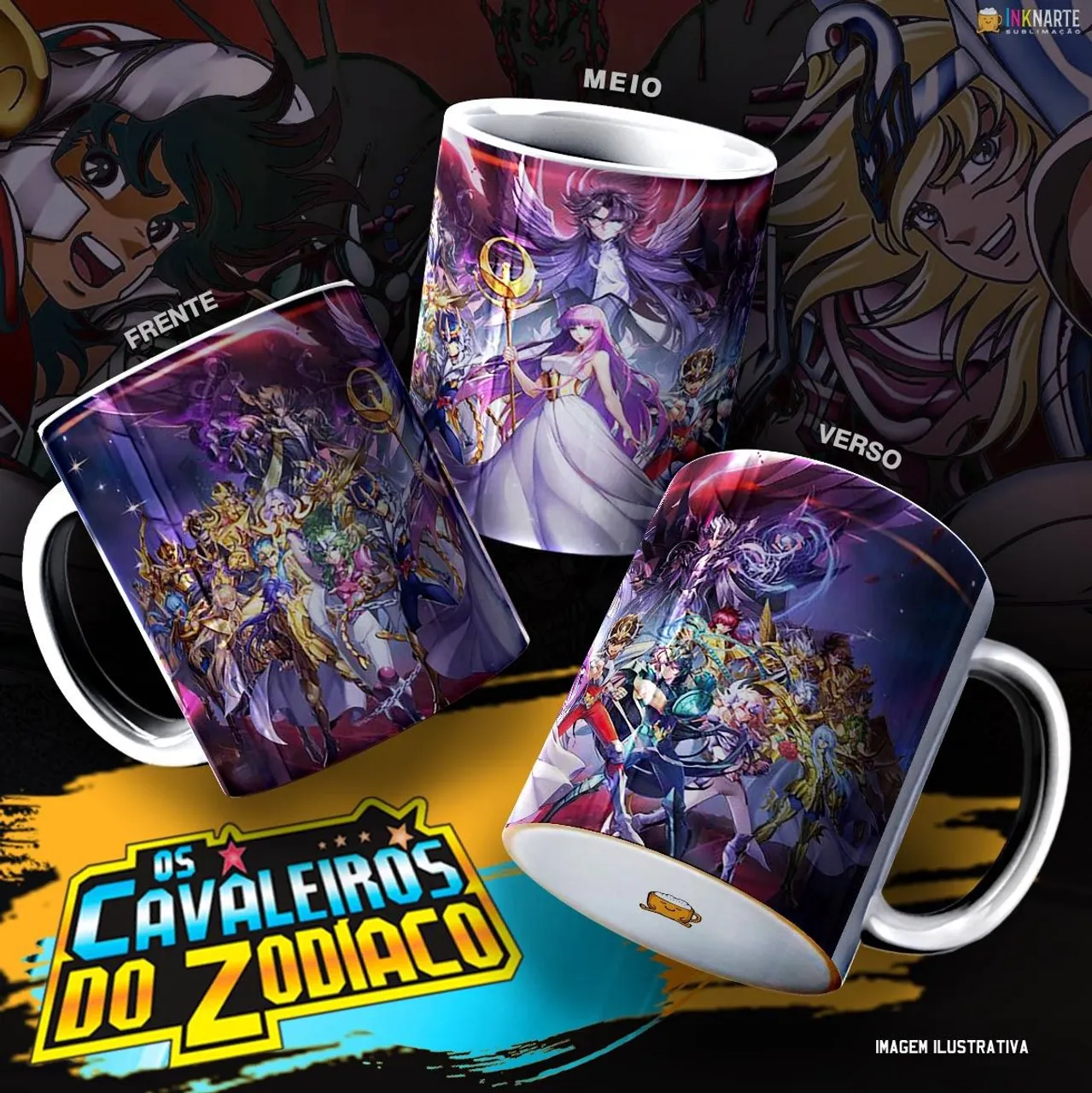 Canecas Cavaleiros do Zodíaco - Coleção Exclusiva