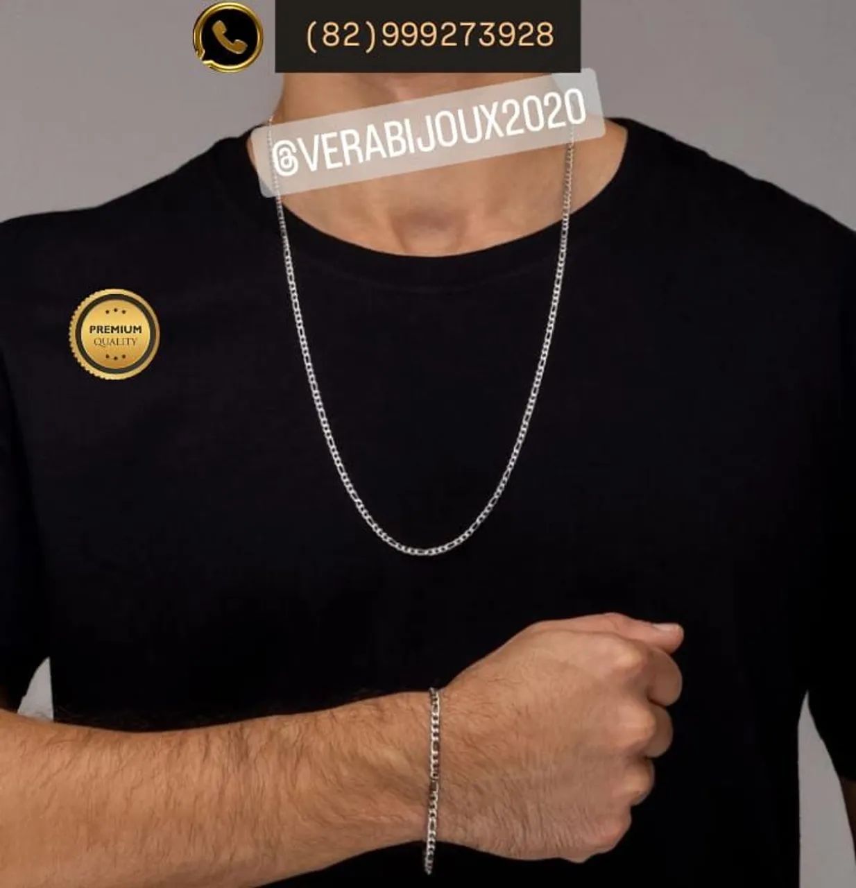 Conjunto Cordão e Pulseira Masculina - Elegância e Estilo! - Foto 5
