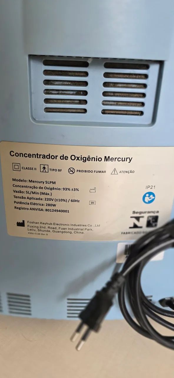 PConcentrador de Oxigênio com Nebulização Mercury 5LPM 220 V
