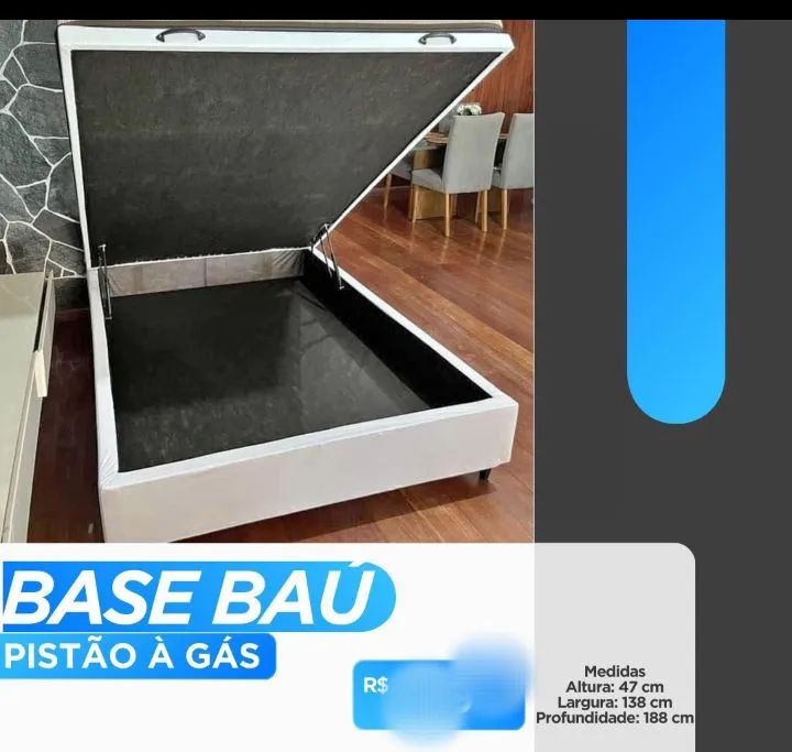 Base Baú com Pistão a Gás - Conforto e Organização! PRONTA ENTREGA 
