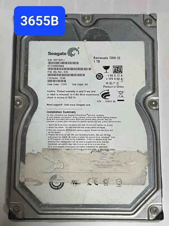 Placa Hd 1 Tb St31000528as - Fw: Cc44 - Cod. 3655b