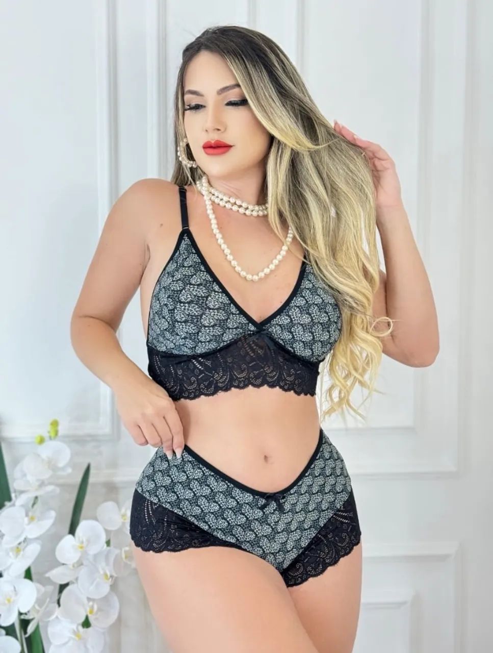 Conjunto de lingerie rendada e elegante