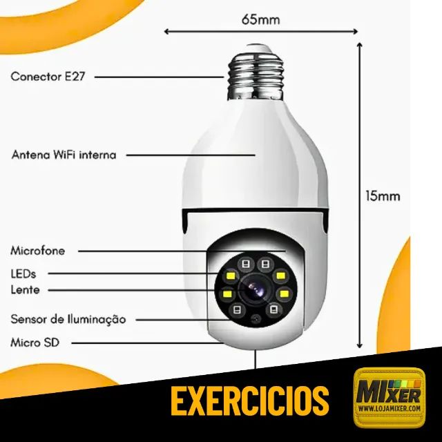 Camera de Espiã Visão Noturna Panorâmica Rotativa 360 Wifi _ CS100 - Foto 2