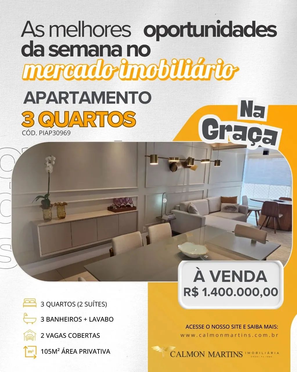 APARTAMENTO 03 QUARTOS SENDO 02 SUÍTES 105M² GRAÇA - Foto 3