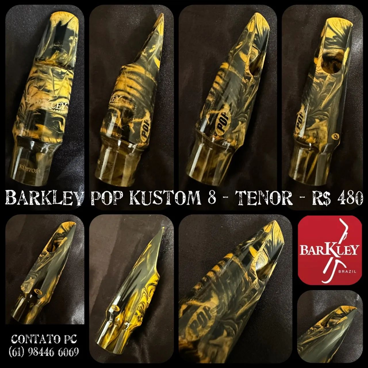 BOQUILHA BARKLEY POP KUSTOM 8 - SAX TENOR (DOURADA/PRETO)