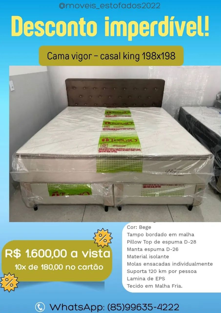 Cama box tamanho king com pillow 198x198 - Foto 5