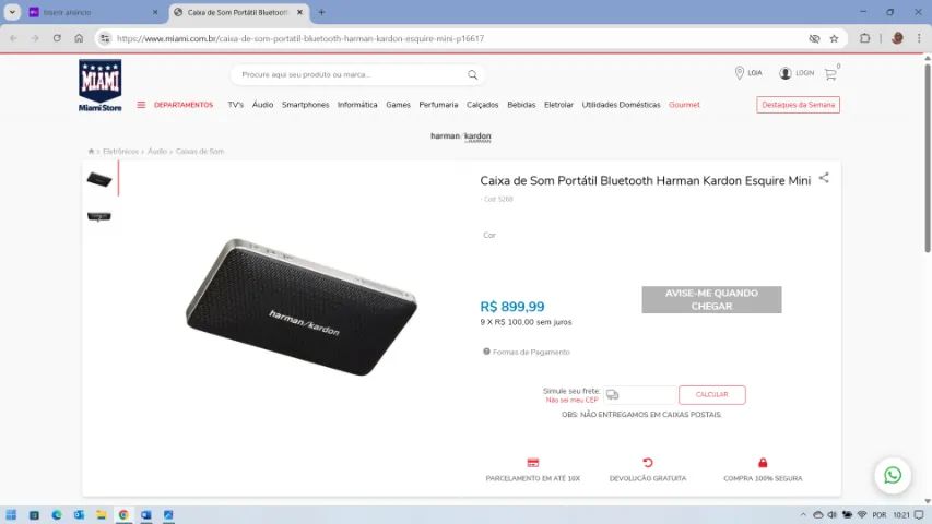Mini Caixa De Som Portátil Bluetooth Harman/Kardon Esquire - Foto 3