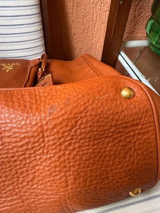 Bolsa Prada laranja vitello daino original - Foto 3