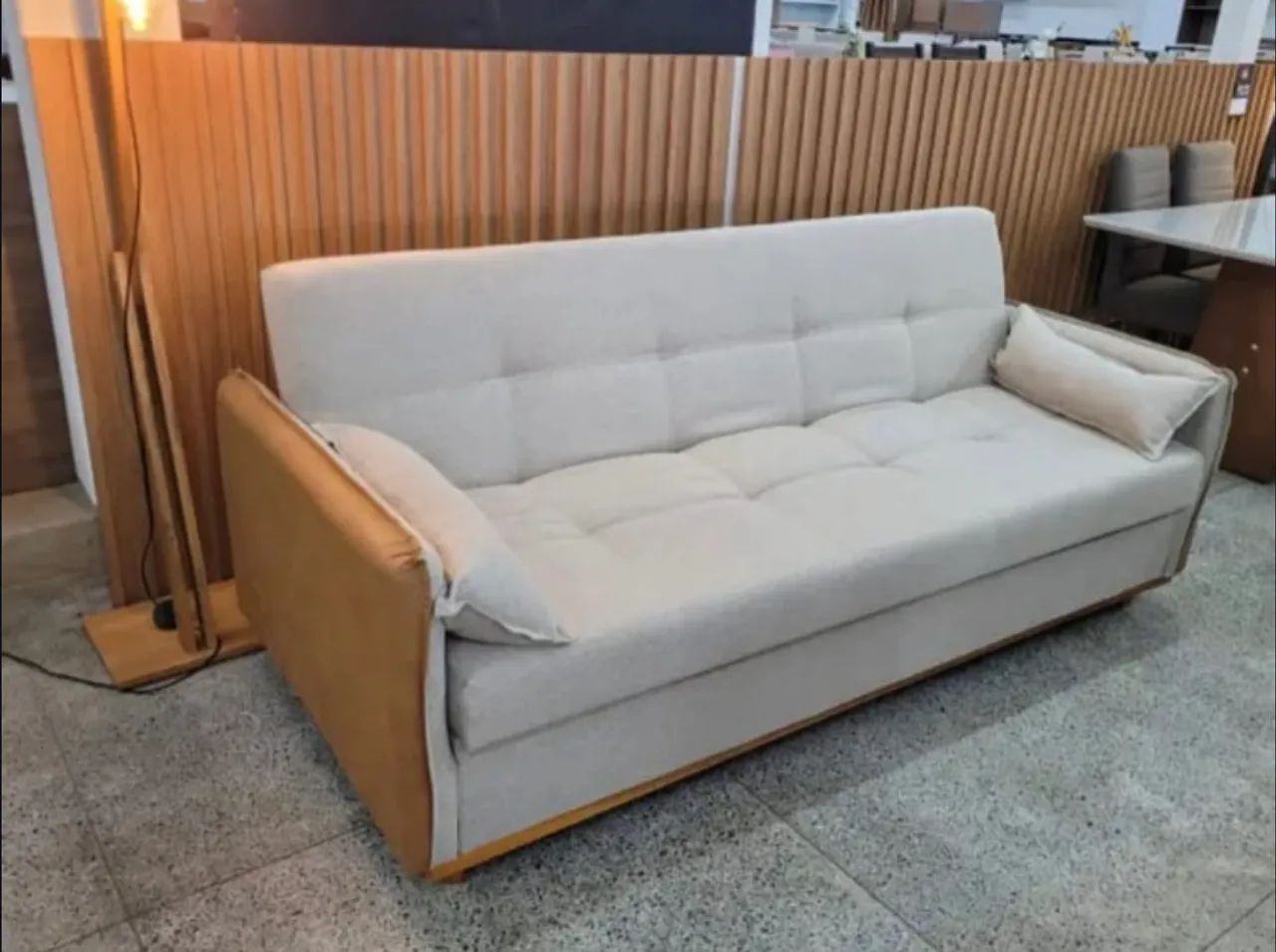 Sofá Cama Ipanema Baú Linho Bege Larg. 2.05m Produto Novo 