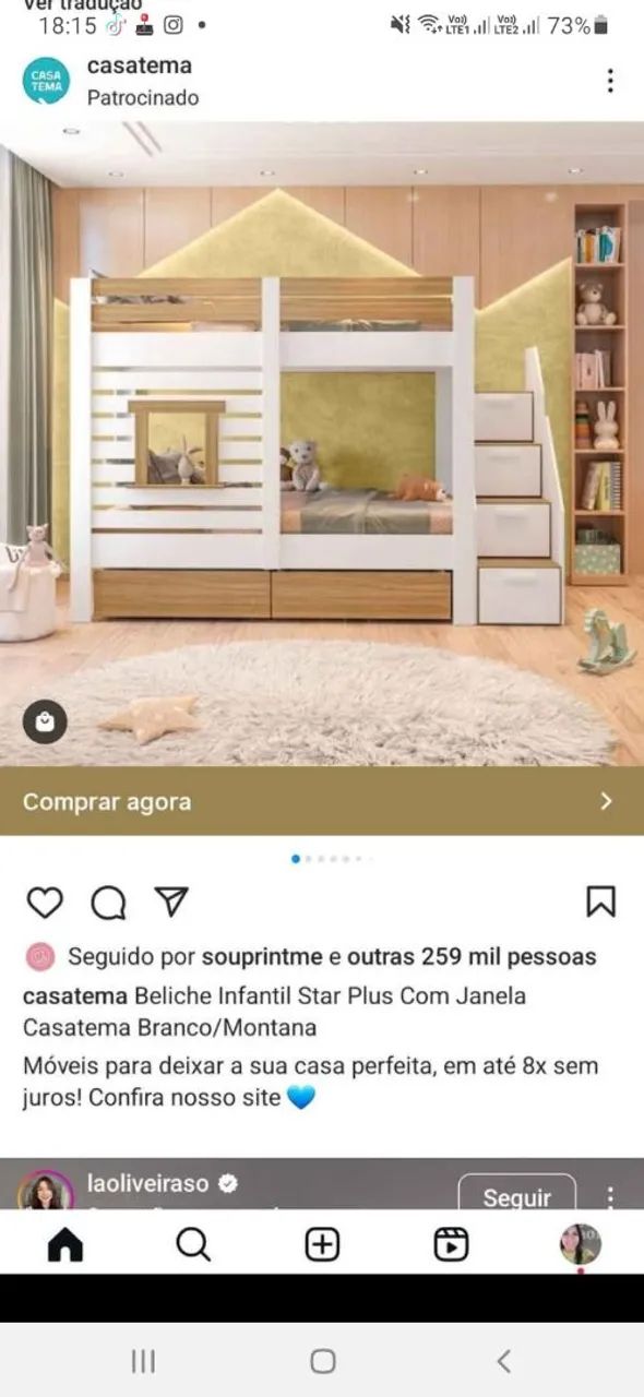 Cama beliche branca com estrutura em madeira - Foto 3