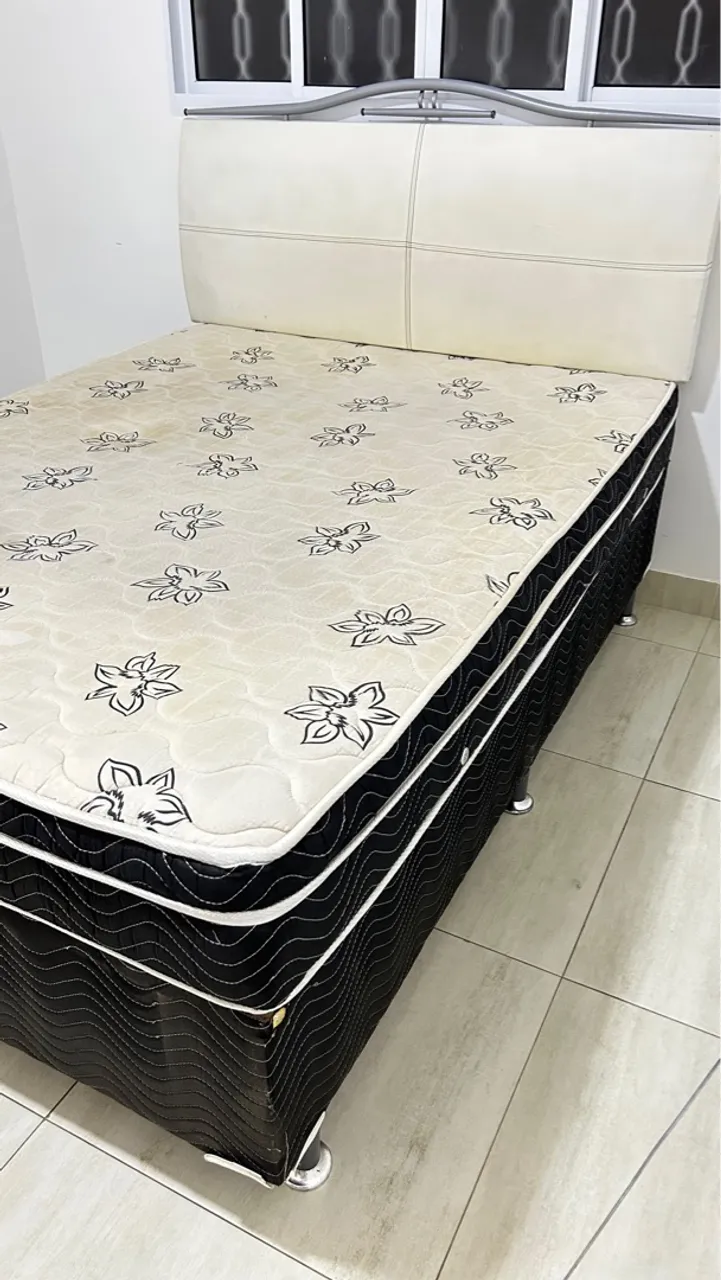 Cama Box Casal com Colchão e Cabeceira