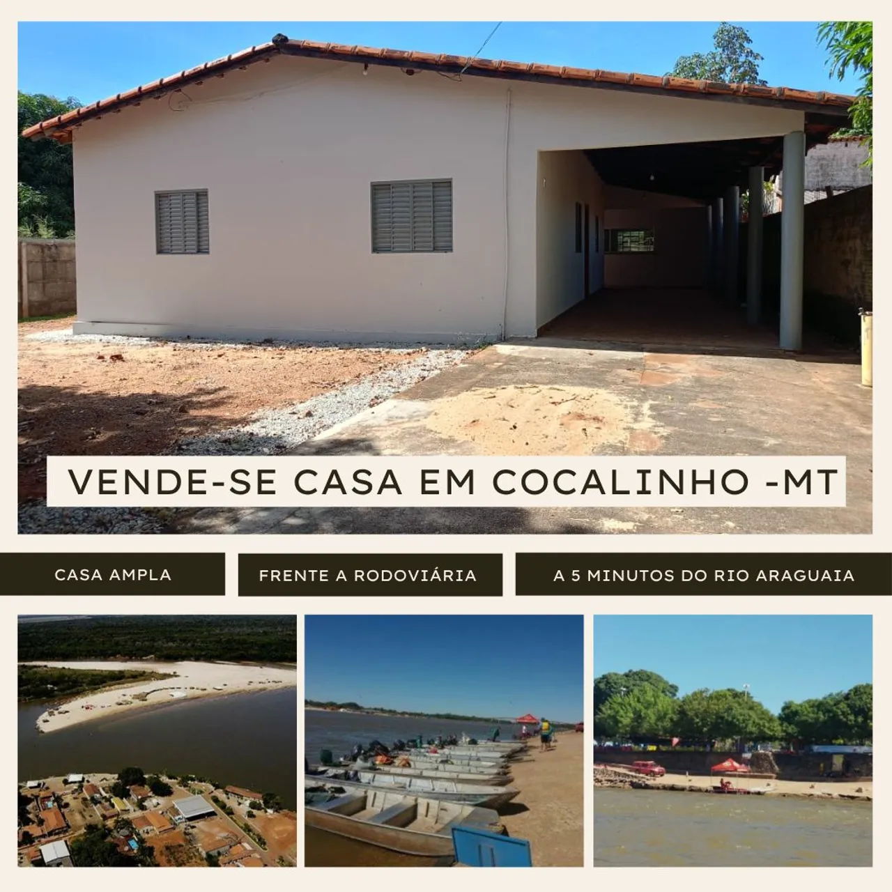 Vende-se Casa no Cocalinho próximo ao Rio Araguaia.