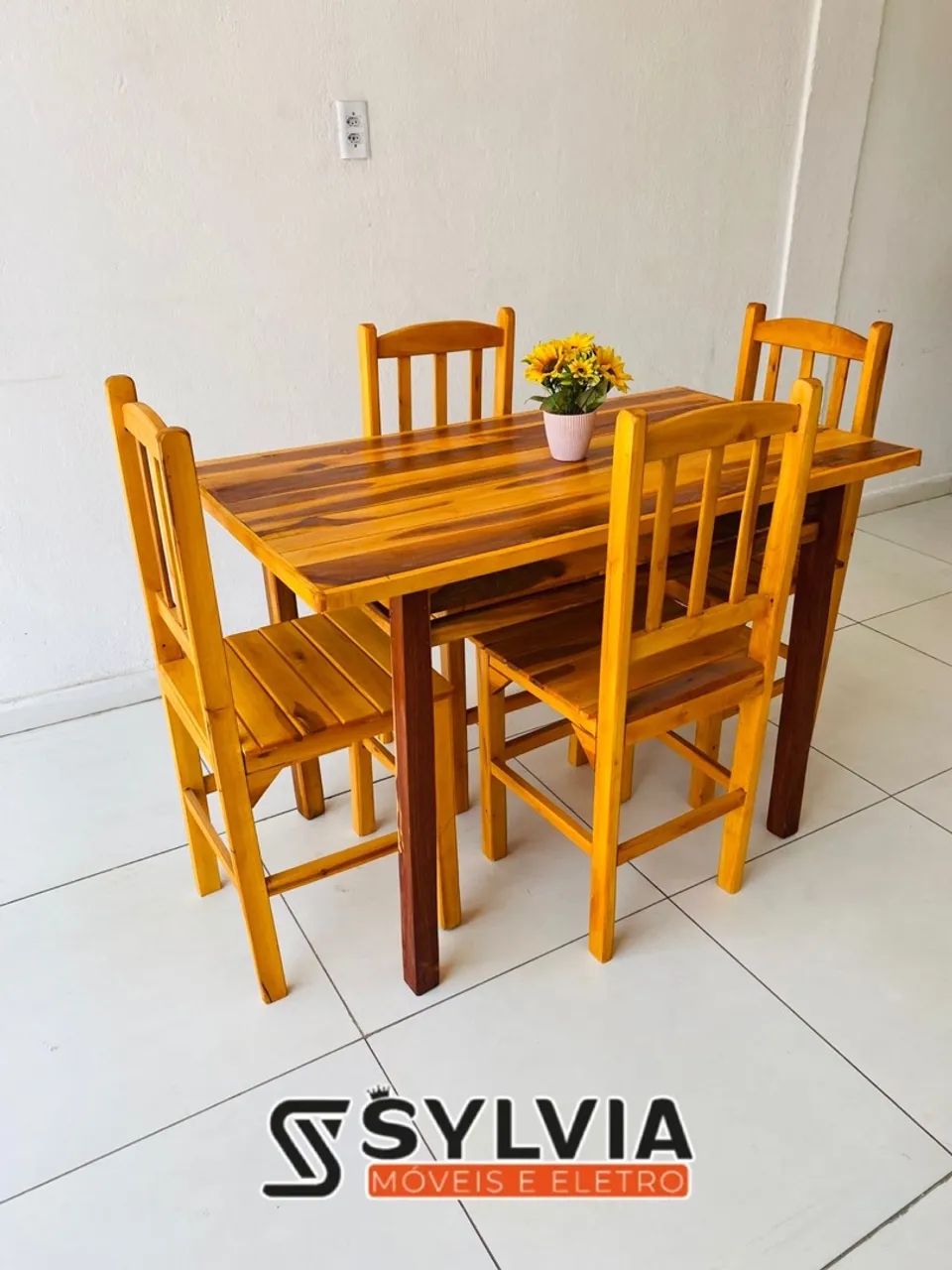 Conjunto fixo 4 lugares envernizado  - Foto 3