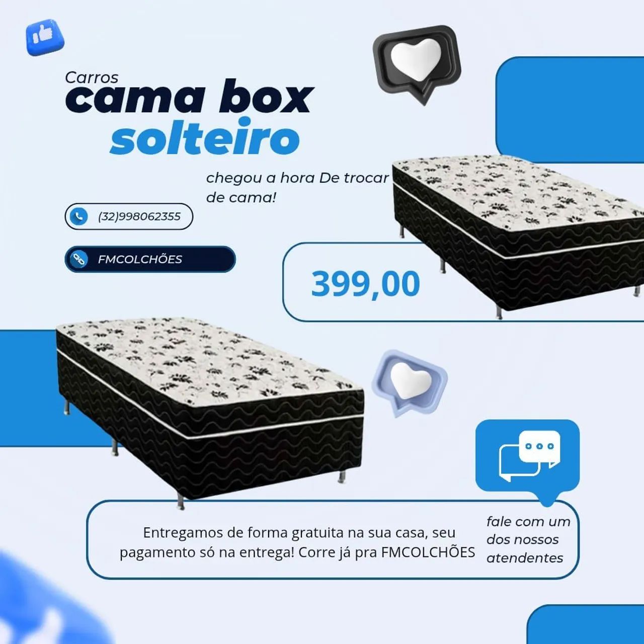 Cama Box Solteiro - Conforto e Qualidade!
