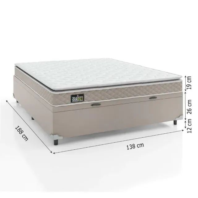 Colchão Casal Espuma D33 + Cama Box Baú Bege - Foto 2