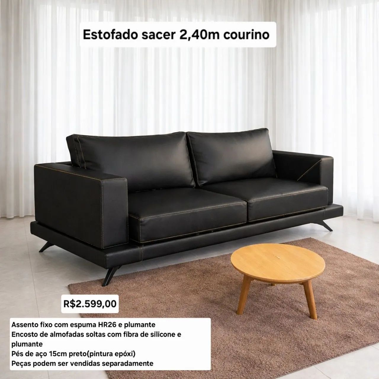 Estofado sofá 2,40m sacer courino 