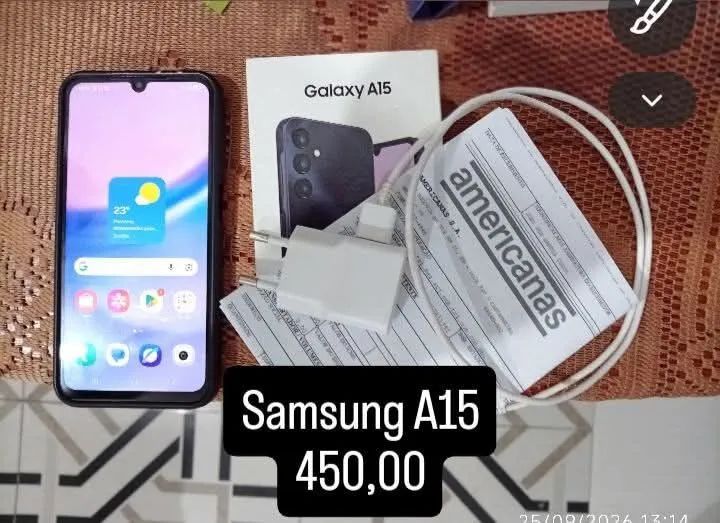 Samsung a15 na caixa zero completo 450 reais 128 gigas 