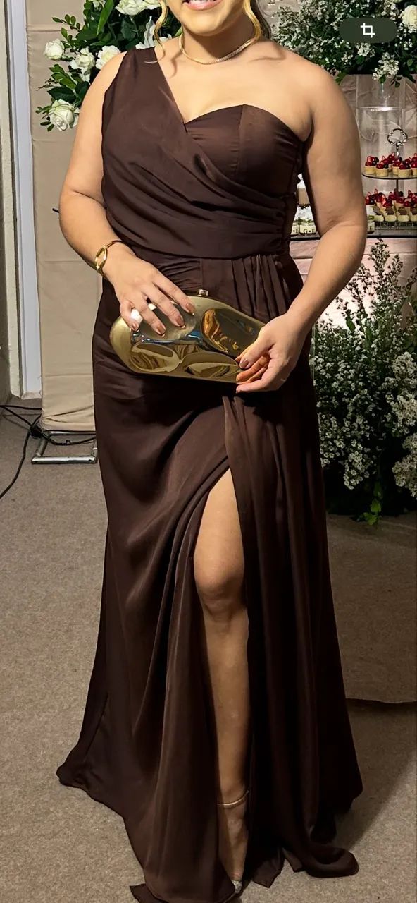 Vestido de festa marrom G - Foto 3
