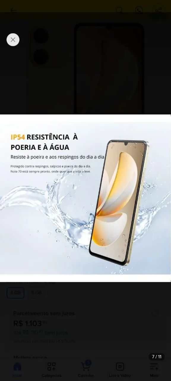 Vende-se celular com 25 dias de comprado note 70 - Foto 3