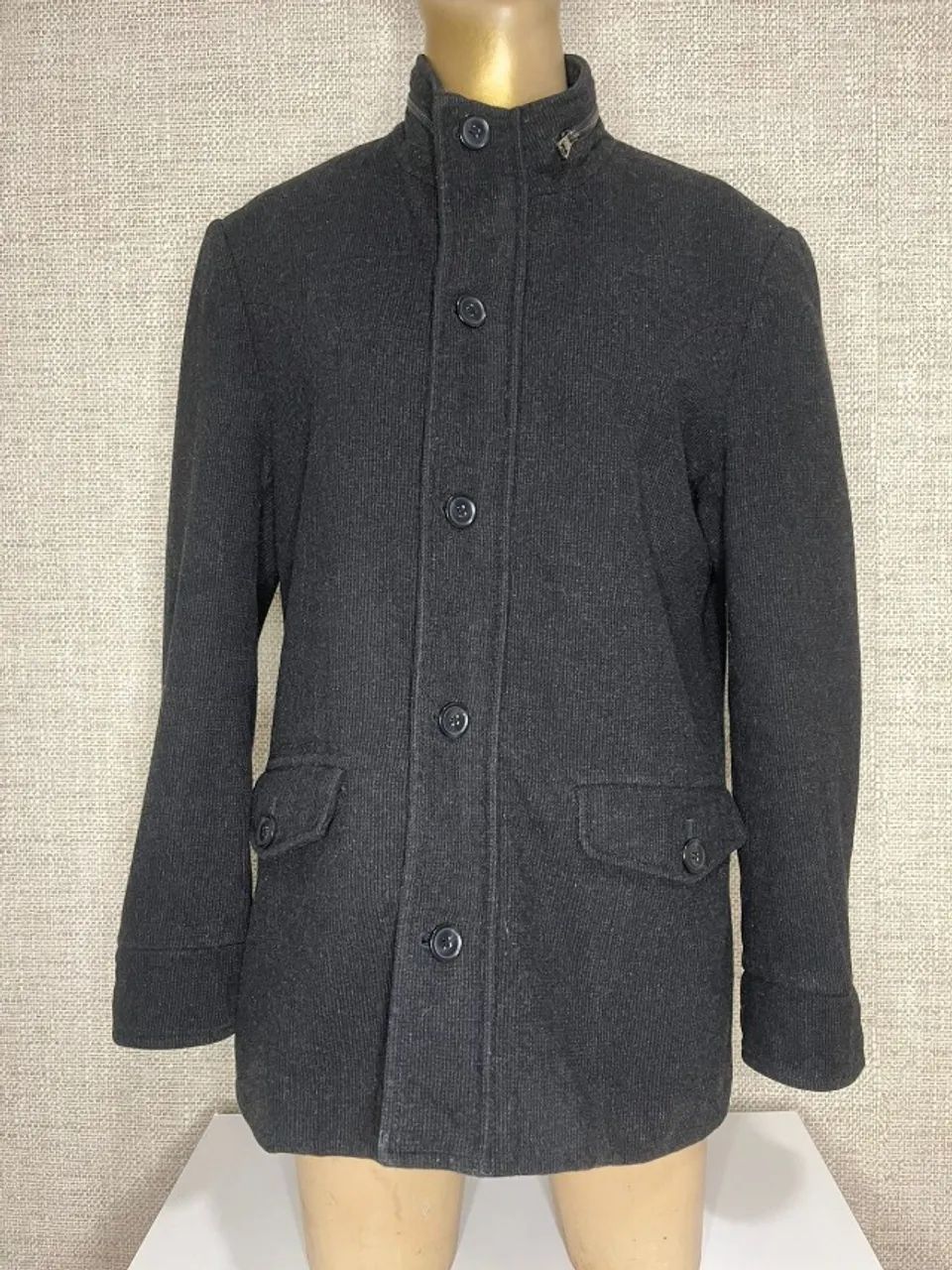 casaco lã batida preto 50% lã Makenji