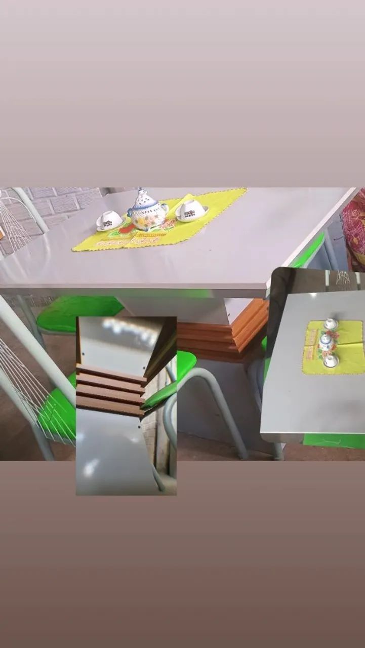 Mesa 4 cadeiras design ripado 