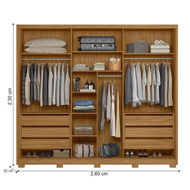 Guarda Roupa Casal 3 Portas c\ Espelo Deslizantes 6 Gavetas DIVIDIMOS EM ATÉ 10X SEM JUROS - Foto 4