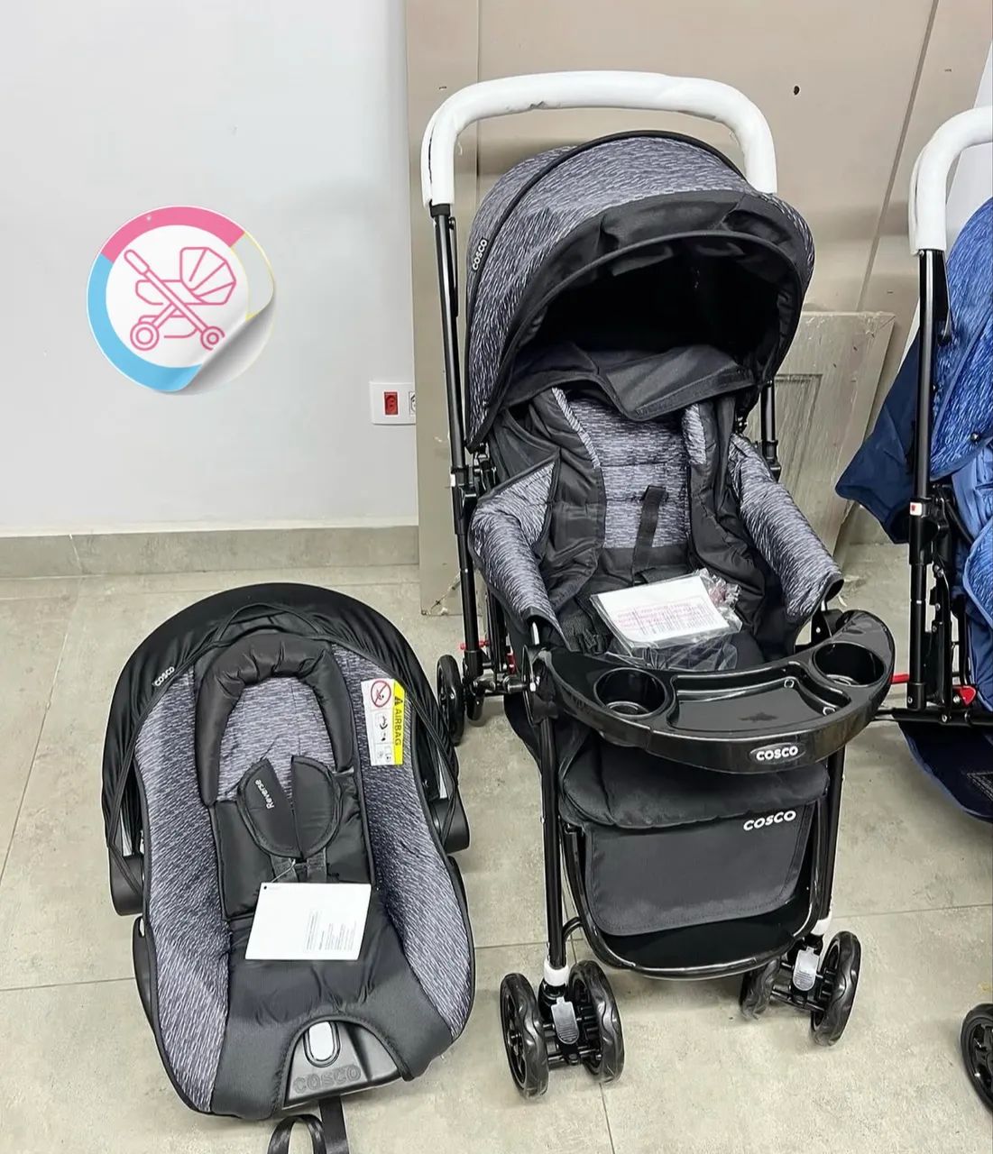 Carrinho de bebê + bebê conforto Cosco  - Foto 3