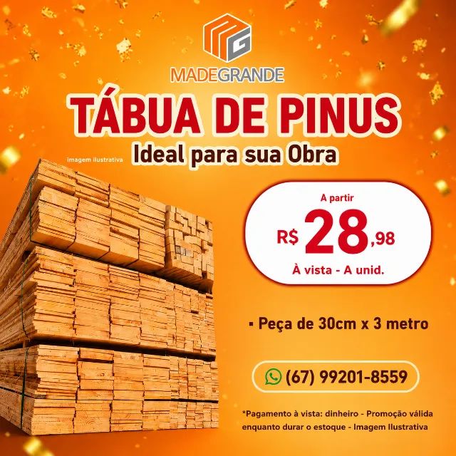 Tábua de Pinus de 30 cm 