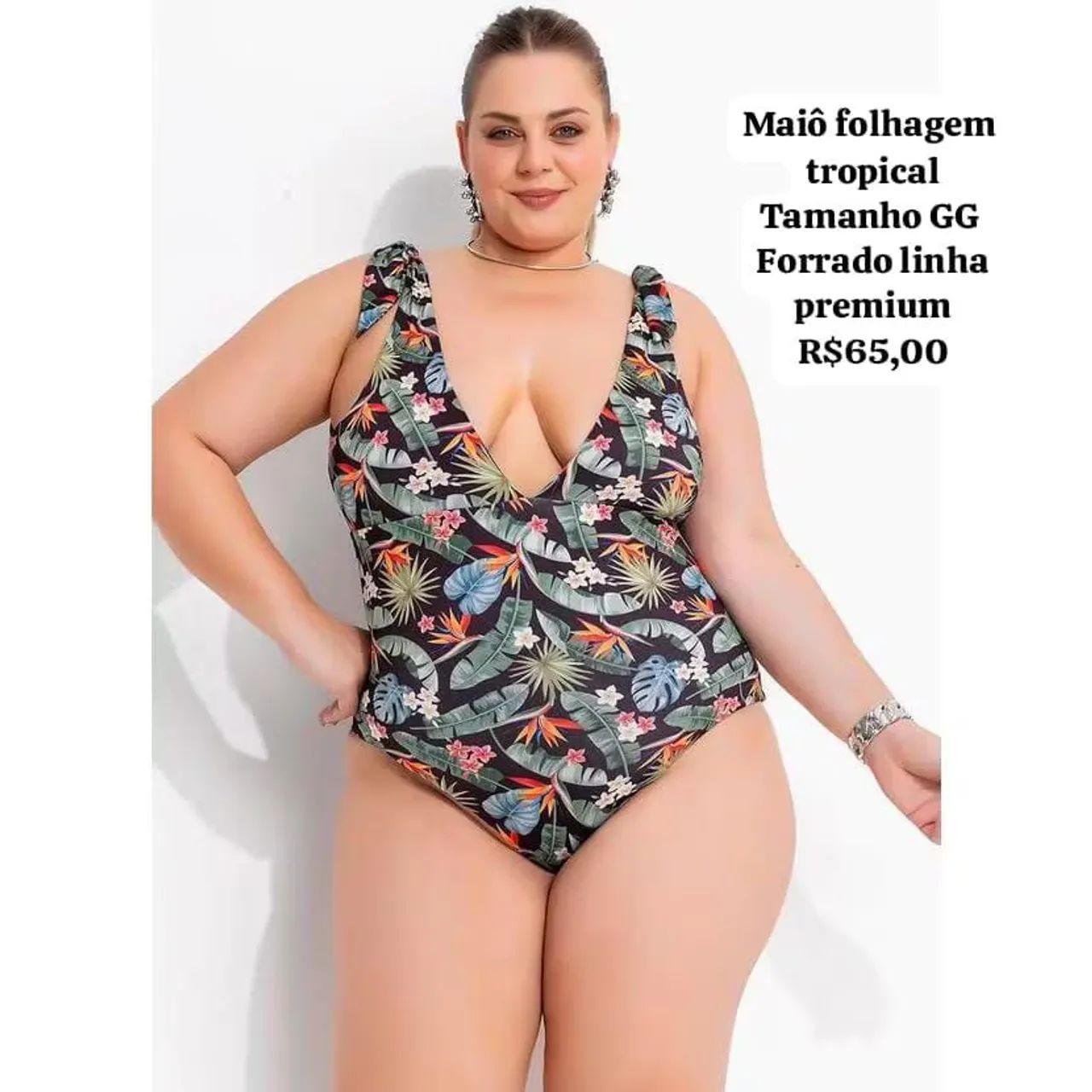 Maiô feminino folhagem Tropical linha premium  - Foto 4