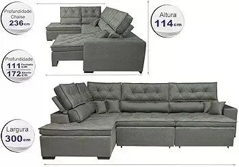 Sofá de Canto Retrátil e Reclinável com Molas Cama inBox Platinum  - Foto 4