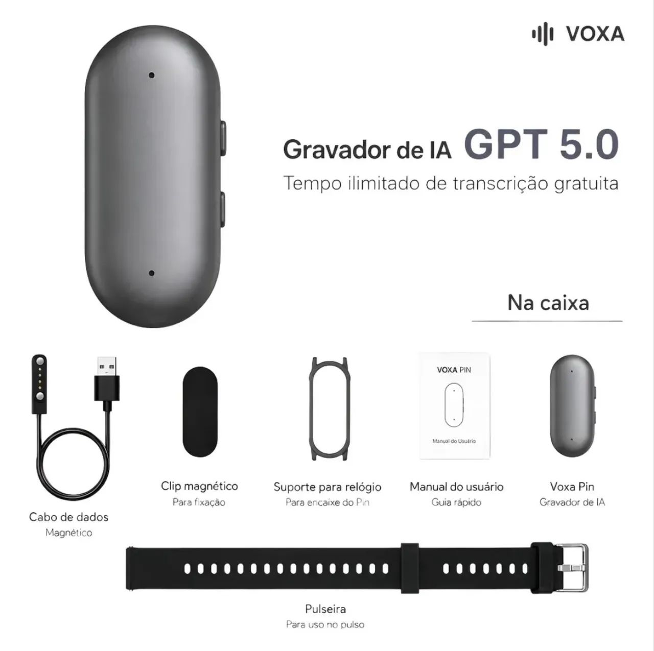 Voxa Notepin Gravador De Voz Portátil Ia Plaud Pin Similar