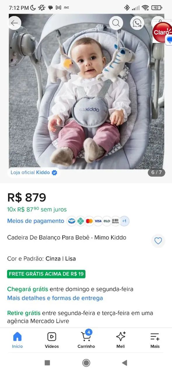 Cadeira de balanço eletrônica para bebês - Kiddo  - Foto 5