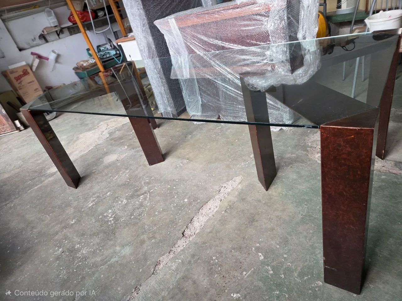 Mesa de Madeira com Vidro 2 metros