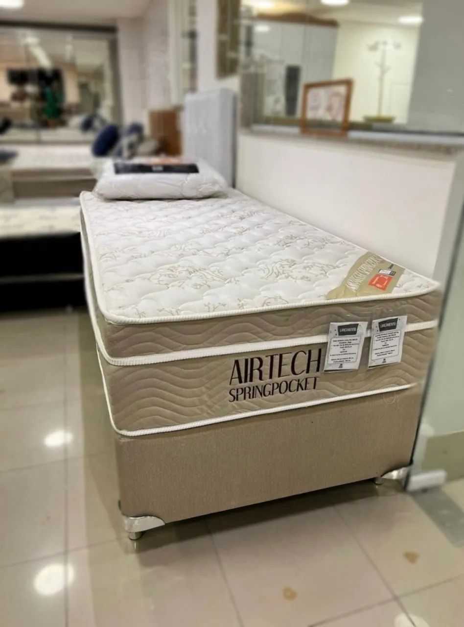 Cama Box Solteiro Ortobom Airtech Spring Pocket com Molas ensacadas - Entrega Imediata