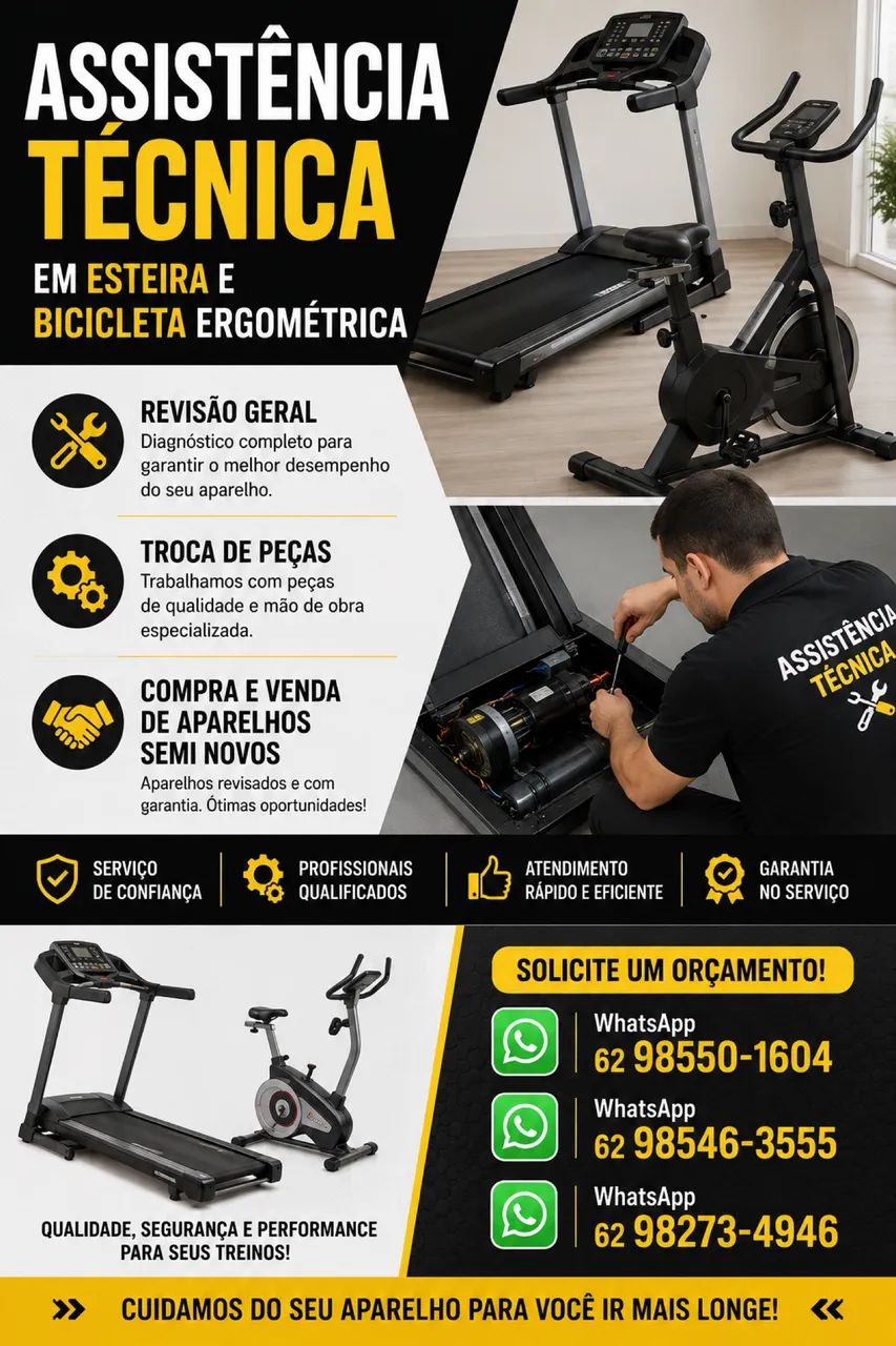 Conserto de esteira elétrica e bicicleta ergométrica 