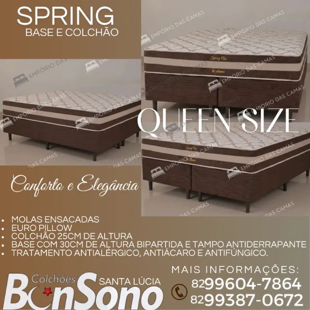 Cama queen size molas ensacadas Bonsono colchao e base bipartida pronta entrega consulte 