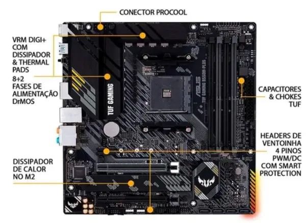 Placa Mãe AM4 Asus Tuf B550M Plus - Nova com Garantia - Entregamos - Foto 5