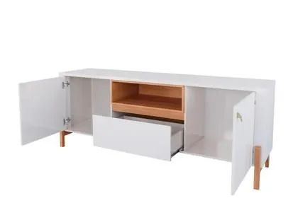 Rack para TV até 75 polegadas 2 Portas 1 Gaveta Gliss Off White/Jequitibá - Lukaliam - Foto 5