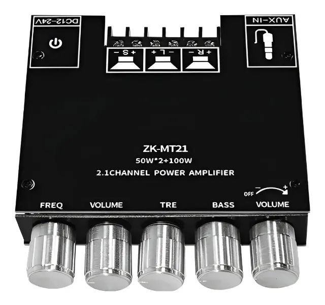 Placa Amplificadora Estéreo2.1 com bluetooth e Subwoofer 