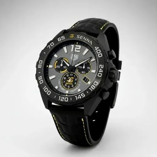 Relógio tag heuer Senna pulseira de couro preto  - Foto 3