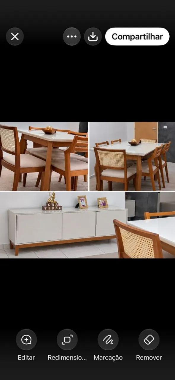 Mesa com 6 cadeiras e aparador,da Jacaúna