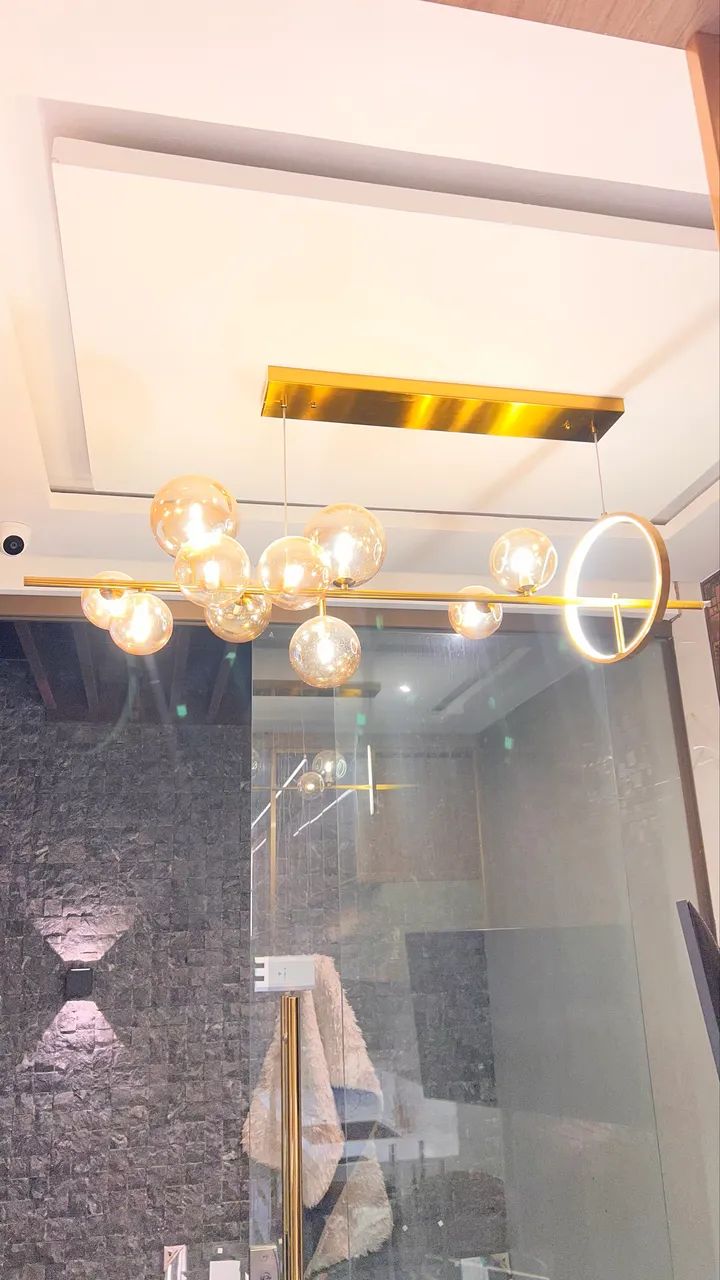 LUSTRE BOLHAS GOLD + ARO LED  - Foto 2
