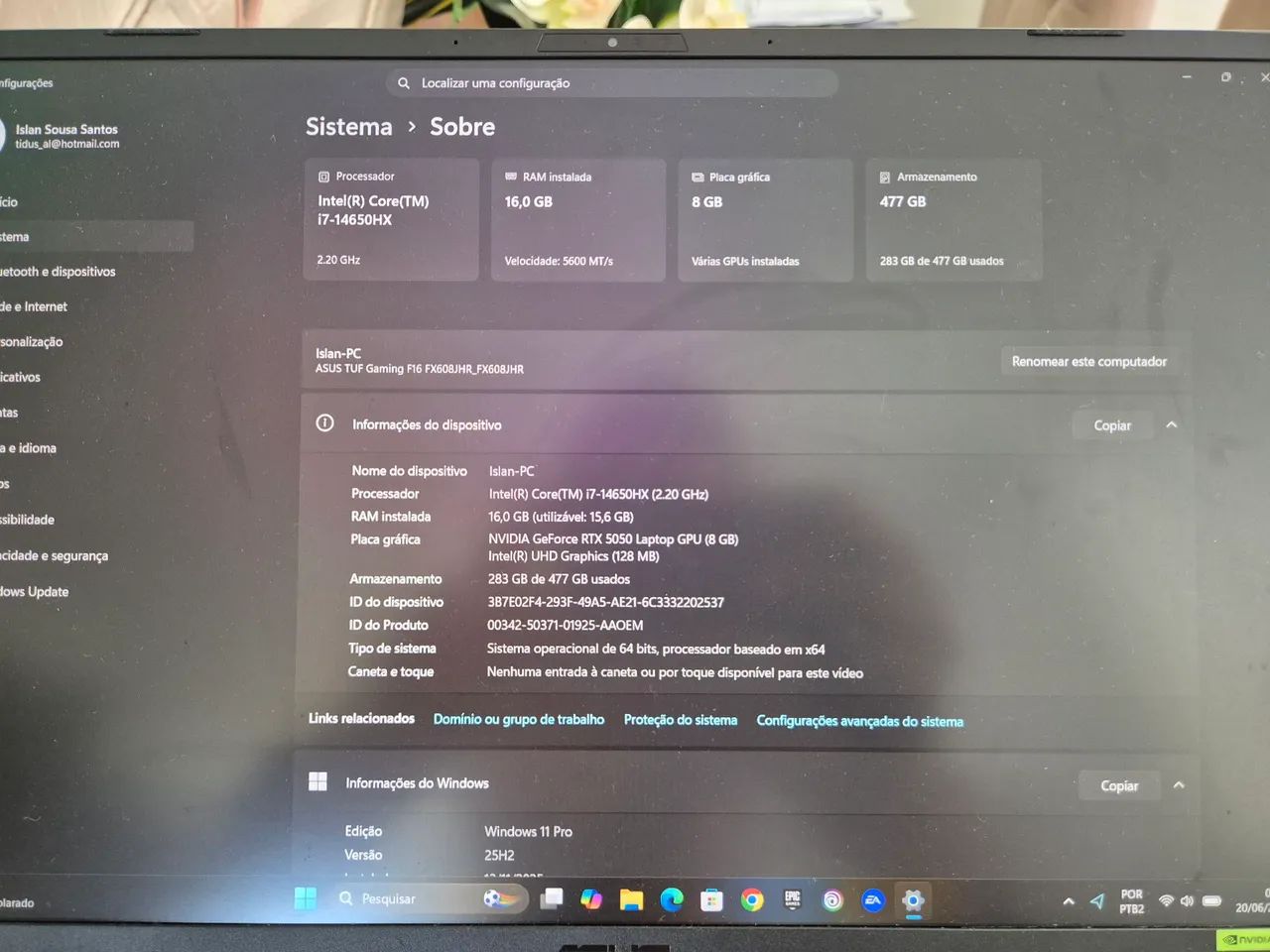Notebook gamer Asus Tuf F16 - Foto 4