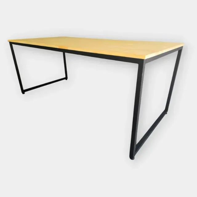 Mesa Industrial 160x80 Reforçada | Madeira Natural e Aço
