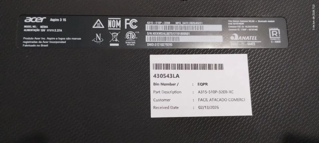 Notebook Acer Core i3 N23H4 A315-510P-320B - Foto 5