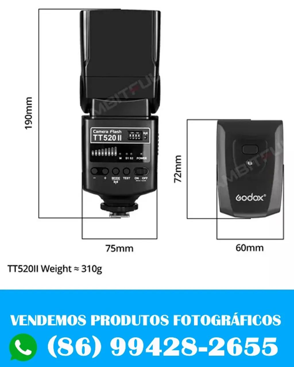 Flash Godox tt520ii com rádio flash - Foto 6