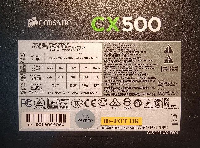 Fonte PC Corsair CX500 com cabo de força - Foto 2